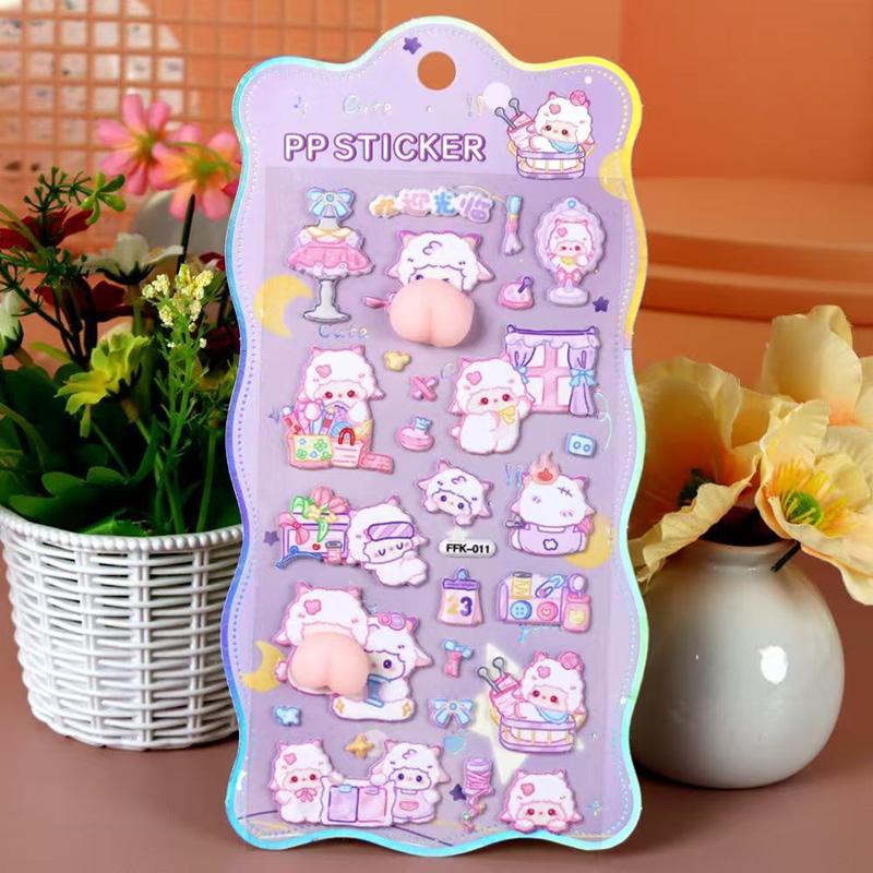 3D Bubble Cartoon Stickers Soft Pinch Pippi Sticker Decompression Diy Phone Case Scrapbook Notebook Cover Decorative Stickers