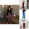 Stylish High-waist Suit Pants In Solid Colors For Casual Wide-leg Comfort