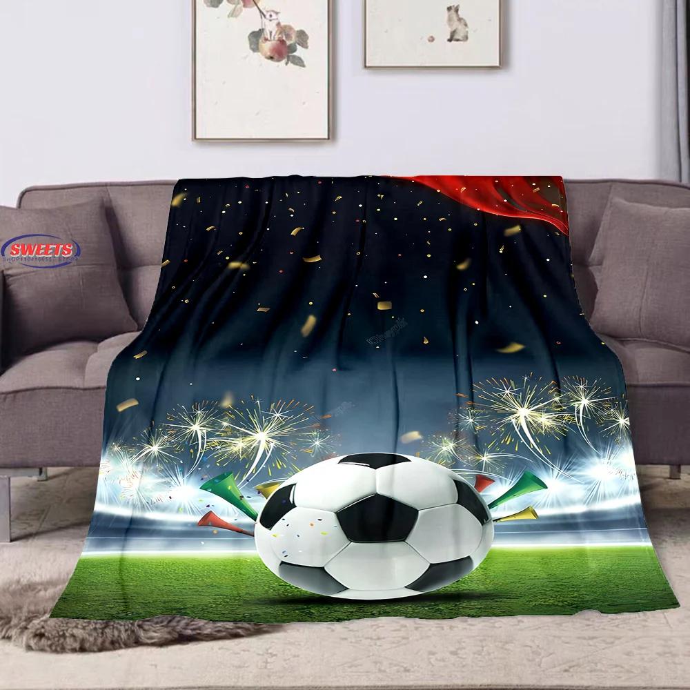 Football Theme Cartoon Soft Flannel Blanket for Bed Bedroom Sofa Picnic Throw Blanket for Cover Outdoor Leisure Nap Office Gifts