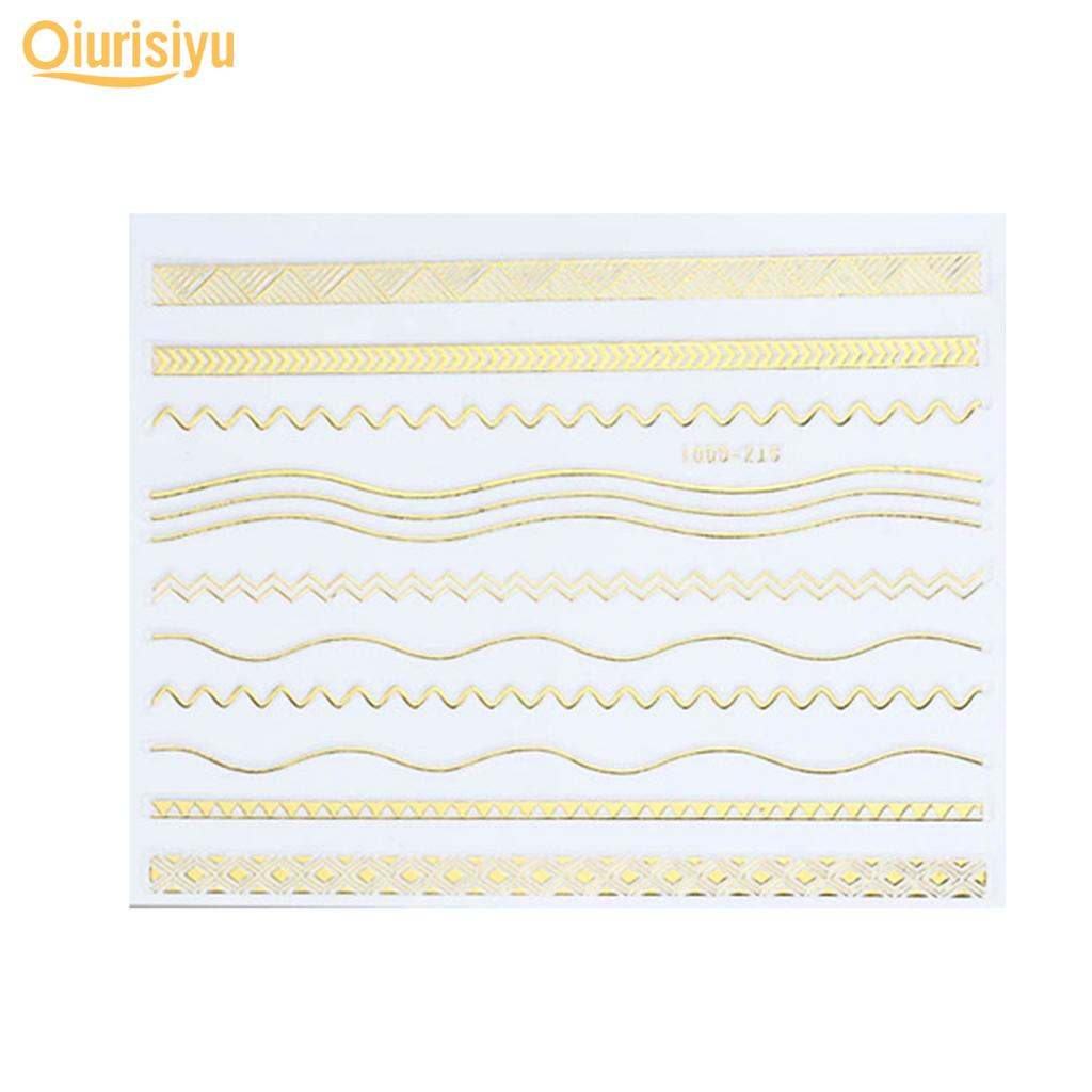 Gold Colour Geometry Shapes Nail Art Sticker