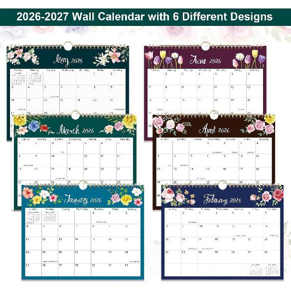 2026 Calendar - 2026-2027 Wall Calendar Runs from January 2026 to June 2027, 8.5" x 11", Floral Calendar for Wall or Desk, Feminine Design for