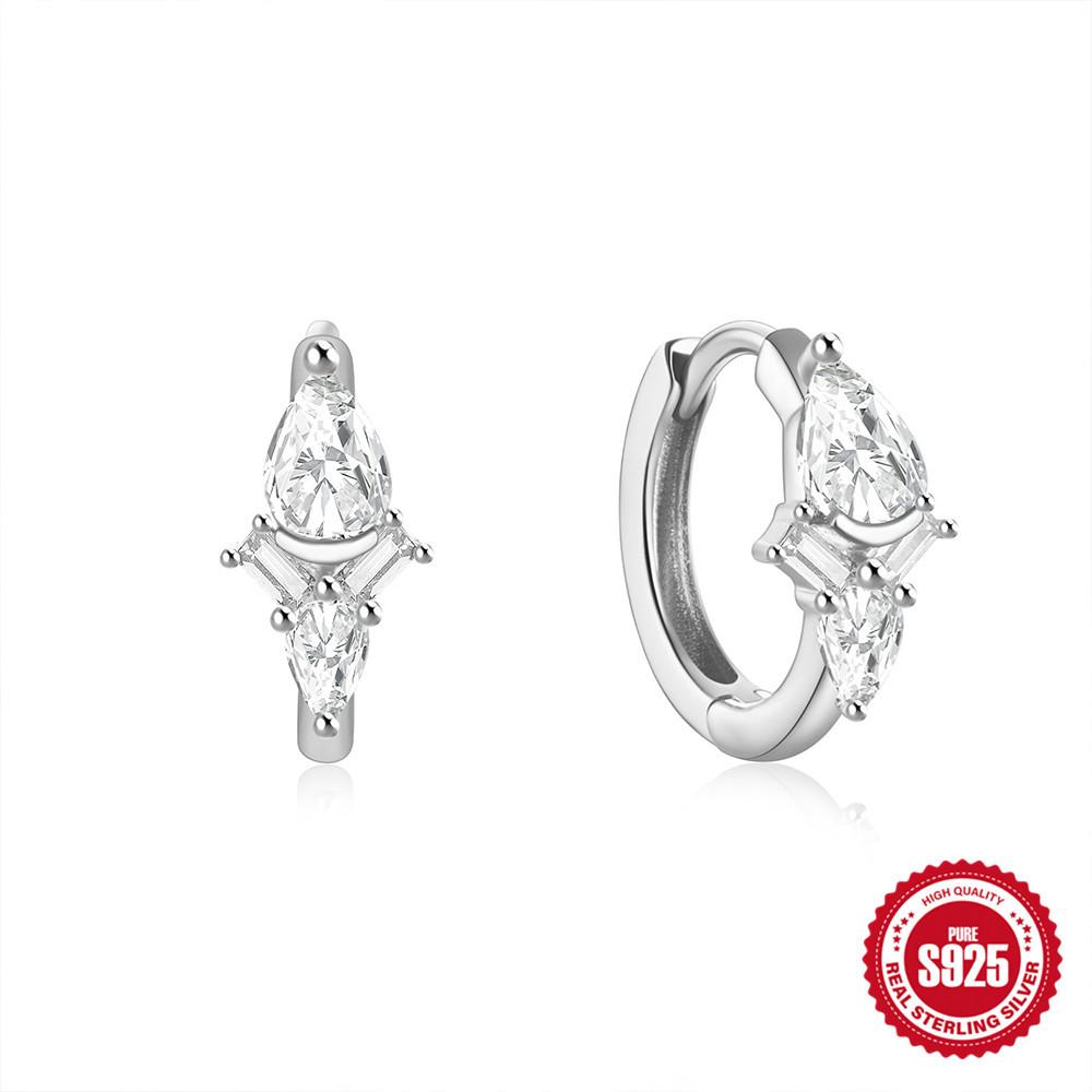 Серьги-пусеты из стерлингового серебра 925 пробы, геометрические, с бриллиантами, трендовые, креативные, в стиле инс