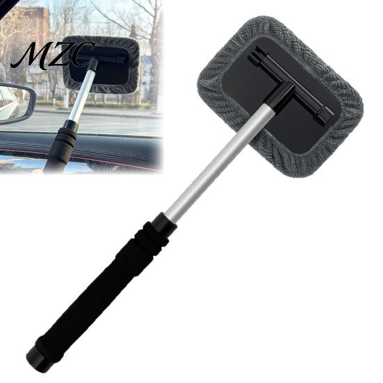 Lightweight Aluminum Alloy Tool Car Windshield Cleaner with Retractable Handle & Rotating Head Microfiber Pads, Auto Glass SUV Window Cleaning