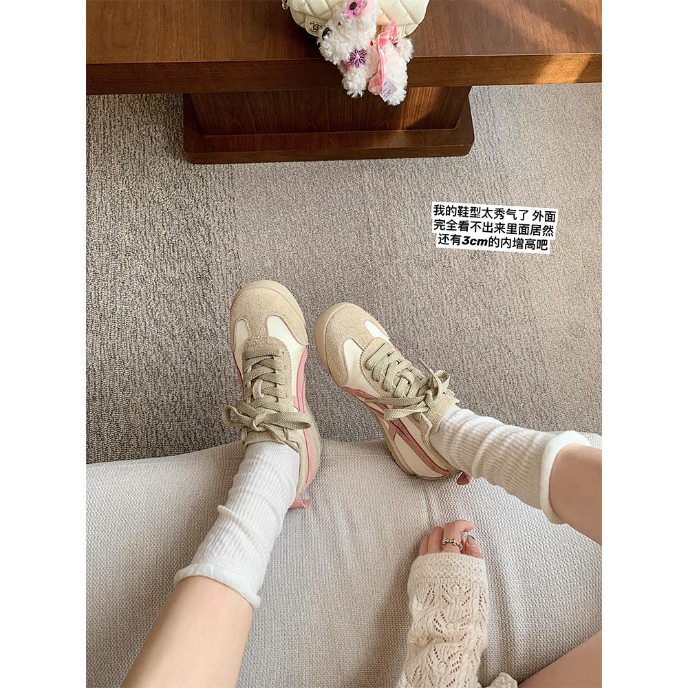 [Лан Кабинет] 4,5 см мягкий коллапс~ увеличение внутренней высоты шелковая цветовая гамма каблуки обувь Форреста Гампа повседневная обувь женская немецкая тренировочная обувь