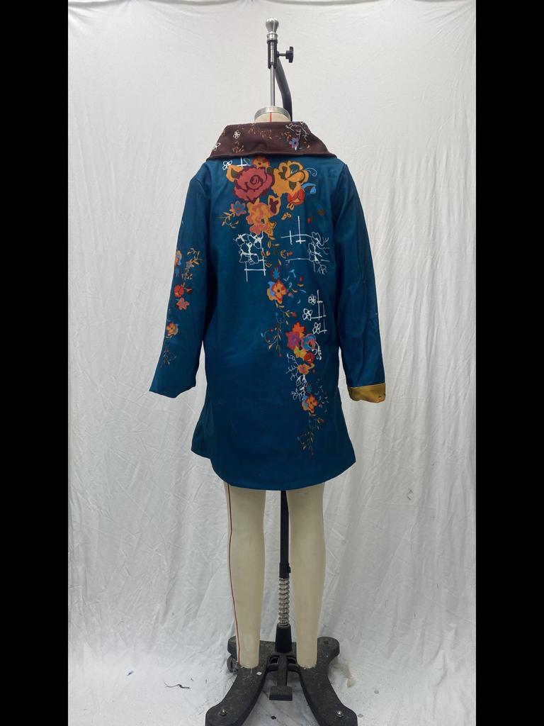 Женское шерстяное пальто средней длины с принтом дракона и феникса в европейском и американском стиле, осень/зима 2025 г.