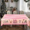 Christmas Tablecloth Rectangle Digital Print Santa Tree Snowman Reindeer Holiday Dining Decor Red 60x84 Inch