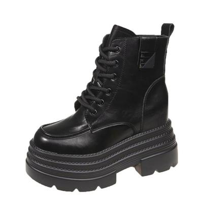 Мода 10 см Женские Толстые Каблуки Ботильоны 2025 Зима Теплый Мех Массивные Кроссовки Плюшевые Высокие Каблуки Платформа Кожа Мотоциклетные Ботинки Женские