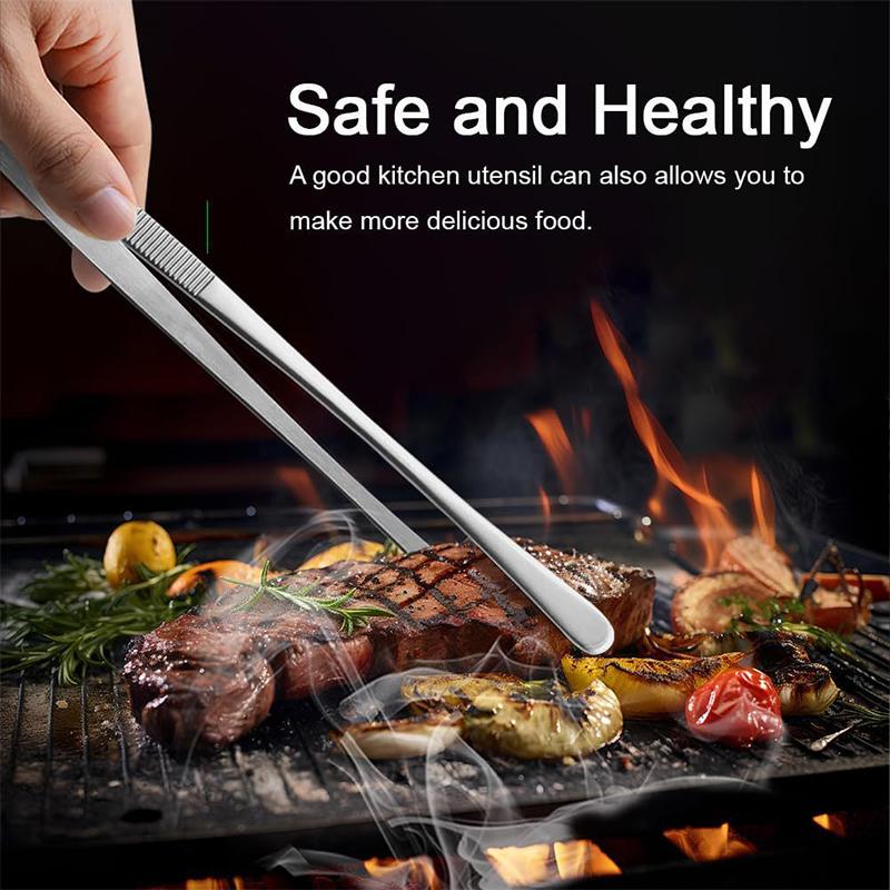LMETJMA 2 шт. кухонные пинцеты из прочной нержавеющей стали для еды, щипцы для шеф-повара, щипцы для барбекю, гриля, приготовления пищи JT349