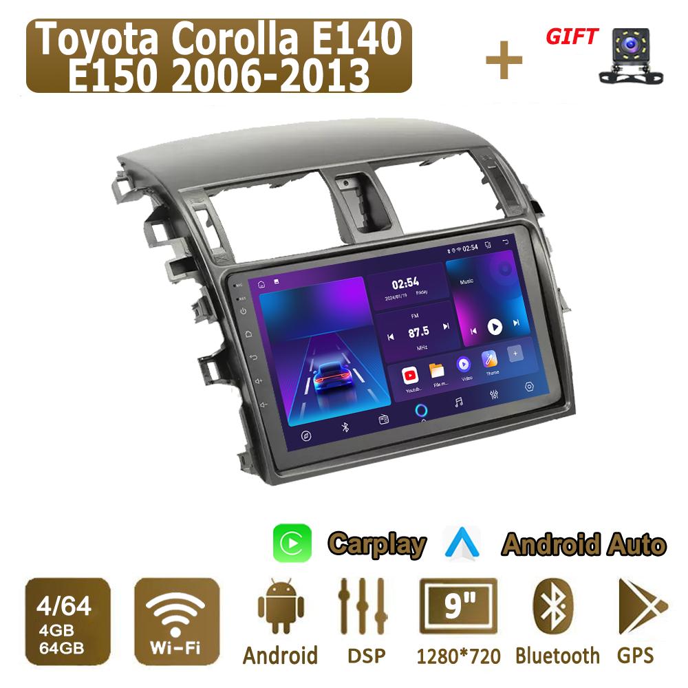 Android Carplay автомобильное радио для Toyota Corolla E140 E150 2006-2013 мультимедийный проигрыватель головное устройство стерео GPS навигация BT WIFI 4+64 ГБ