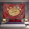 FC Bayern Munich Football Club Golden Crest Wall Tapestry Five Stars Team Collage Red Fan Decor for Man Cave Living Room Gift