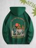 Men's Loose Trendy Hooded Sweatshirt with Arizona Desert Print, Fall/winter Casual Daily Pullover Hooded Sports Shirt.