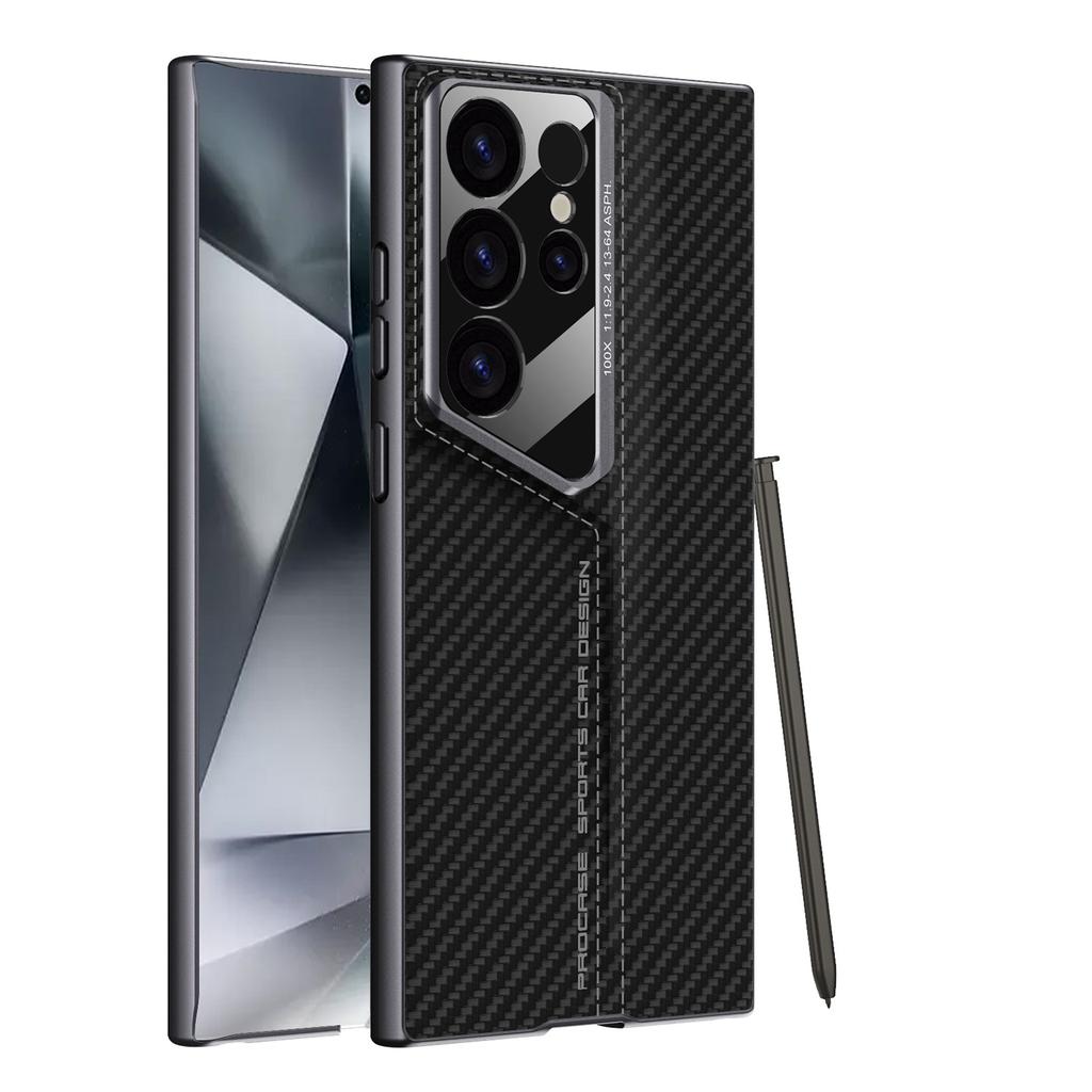 Suitable for Samsung S24u Porsche Mobile Phone Case S23ultra Protective Case Blade Ultra Thin Plain Leather Simple Cover