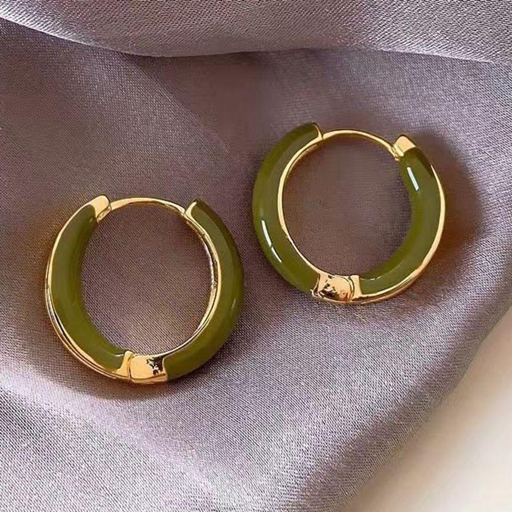 Женские серьги-пряжки из сплава зеленого цвета с круглой пряжкой, легкие, роскошные, высокого класса