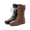 Han Shi retro leather boxing boots women's autumn 2025 new British Martin boots thick-soled German training medium boots