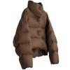 Womens Short Puffer Coat 2026 Winter Warm Cotton-Padded Jacket Coffee Color Slim Fit Petite
