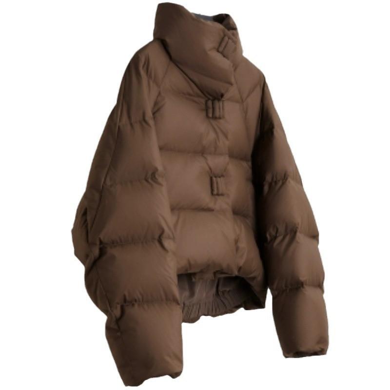 Womens Short Puffer Coat 2026 Winter Warm Cotton-Padded Jacket Coffee Color Slim Fit Petite