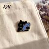 Golden Plated Edge Brooch Holding Fish Cartoon Cat Brooch, Enamel Kitten Alloy Badge Pin, Animal Clothing Accessories for Backpacks Hats Scarves