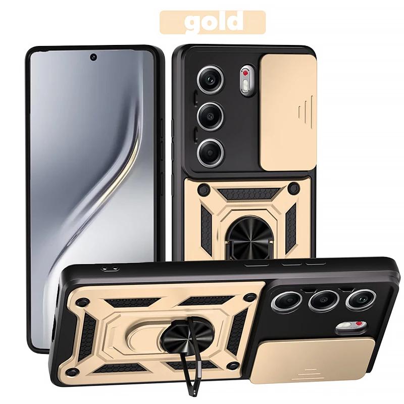Rugged Armor Metal Ring Stand Cover For Tecno Camon 40 Pro 4G 5G Slide Lens Shockproof Case for Tecno Camon 40 4G Camon40 40Pro