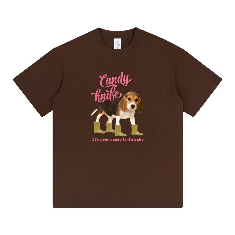 Унисекс Летняя Футболка Оверсайз со Смешным Принтом Собаки – Американский Ретро Стиль