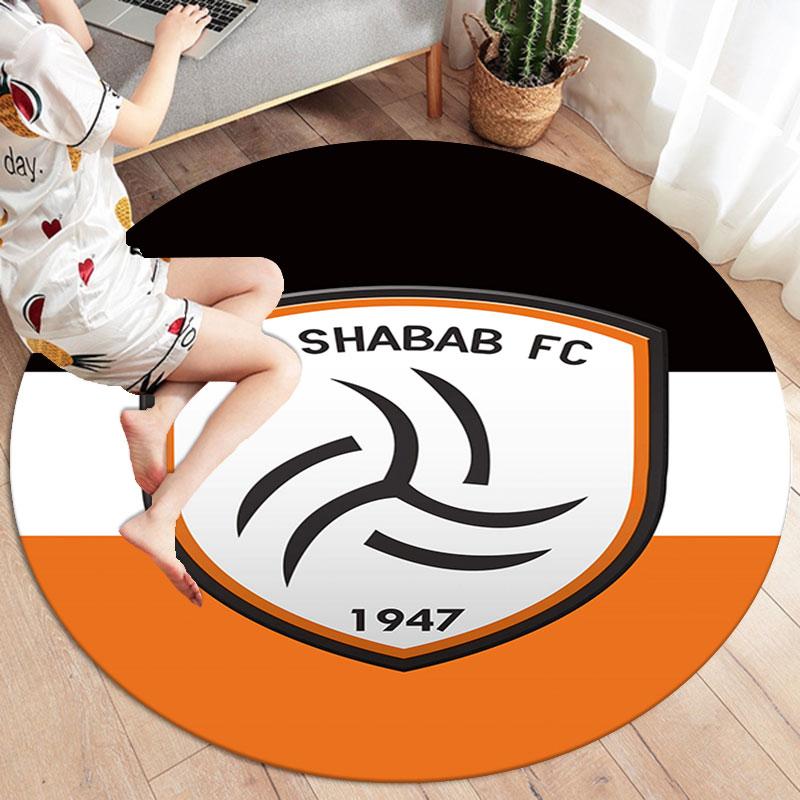 Круглый ковер Al-Shabab FC, Ковер для гостиной, спальни, дивана, игровой комнаты, Нескользящий коврик для пола