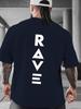RAVE letter Unisexs T Shirt Fitness Sports Cotton Tee Casual Oversized ONeck Summer Spring Loose Top Streetwear Trendy ONeck Top
