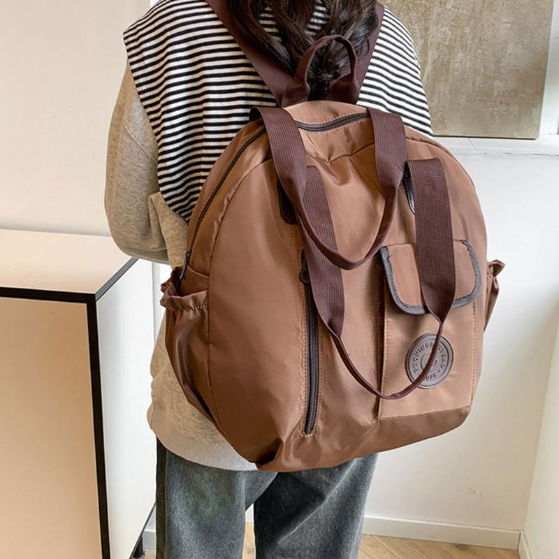 Y3Ne Functional Nylon School Bag Convertible To Shoulder Or Backpack Large Capacity Handbag For Commuters And Students