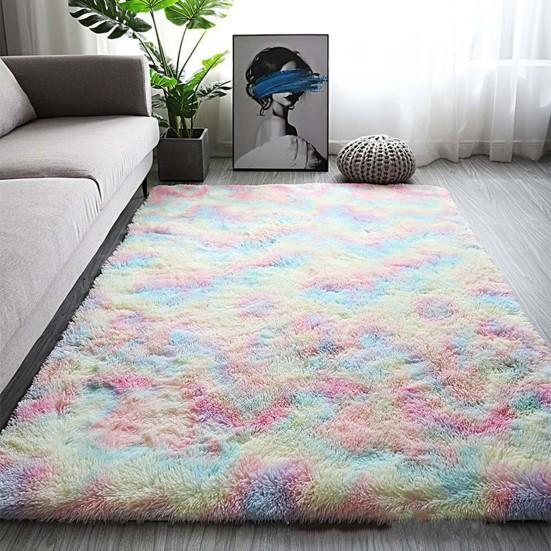 Shag Area Rug for Living Room Fuzzy Plush Indoor Bedroom Carpet Tie Dye Thickened
