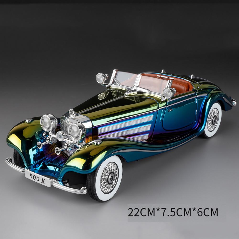 1:24 300Sl 500K Винтажные Автомобили Миниатюрные Литые Сплавные Игрушки Модель Двери Открываются Звук Свет Оттягиваемый Механизм Машинки Мальчик Значимые Подарки