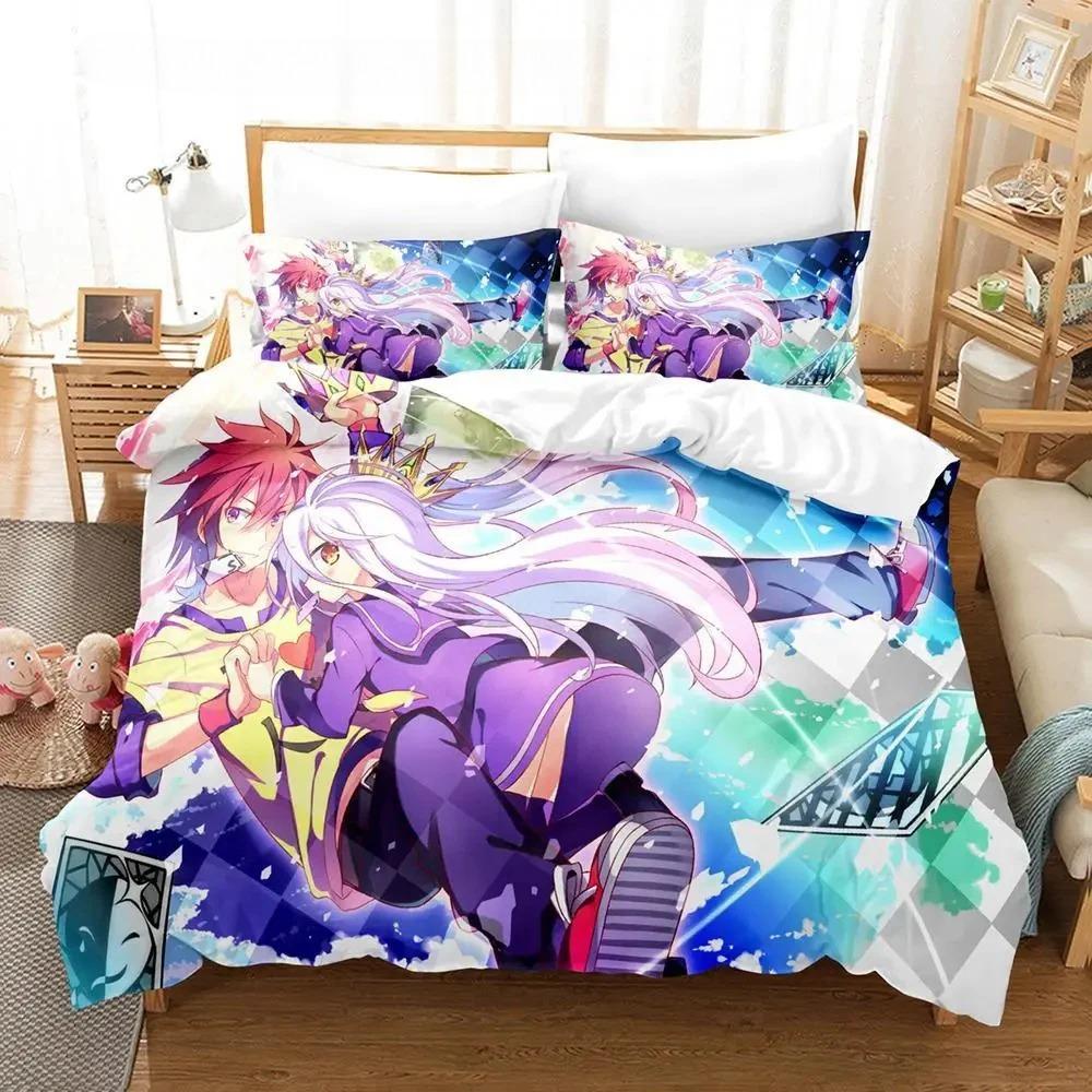 No Game No Life Bedding Set Single Twin Full Queen King Size Bed Set Adult Boys Bedroom Duvet Cover Sets 3D Anime