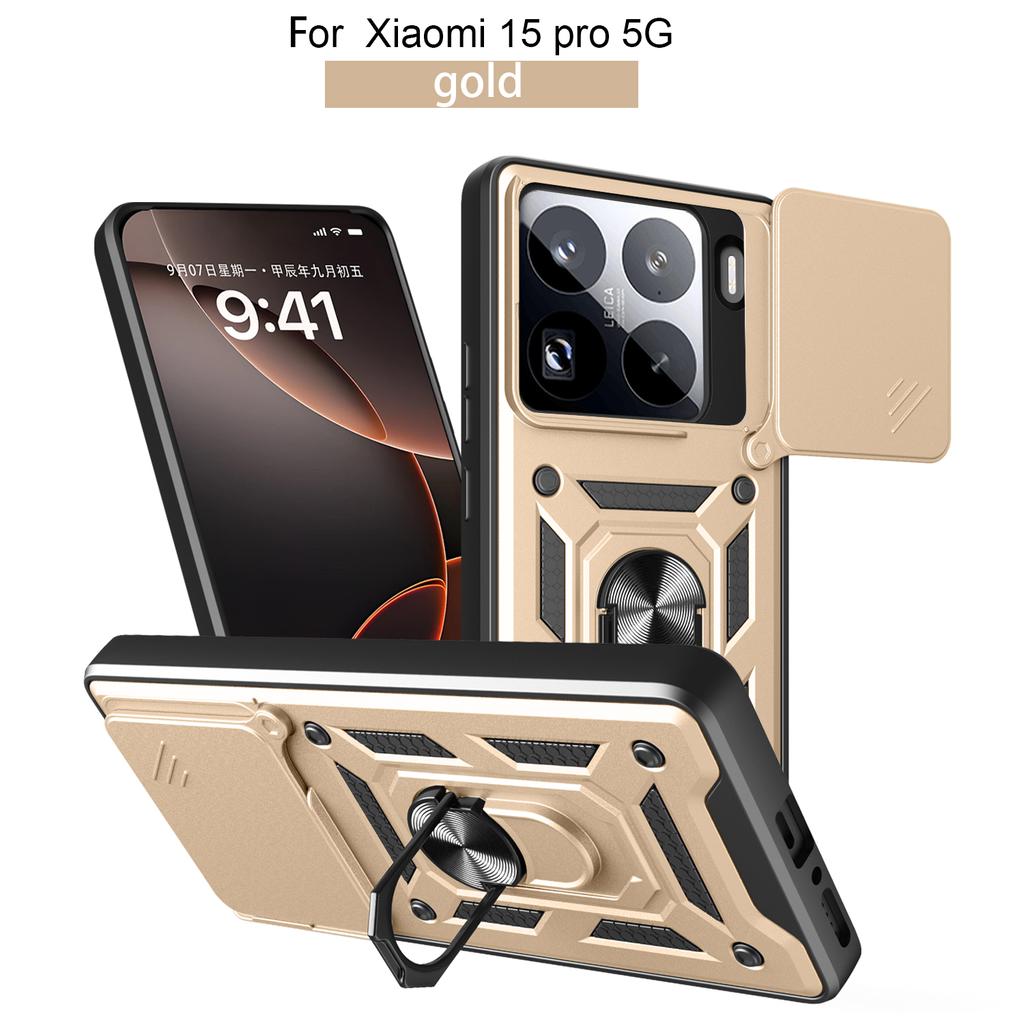 Чехол для Xiaomi 15 Pro Чехол для Xiaomi 14 Pro Mi 13 Pro Mi 15 Держатель с магнитным кольцом Бронированный чехол для телефона Защита камеры сдвижной задняя крышка