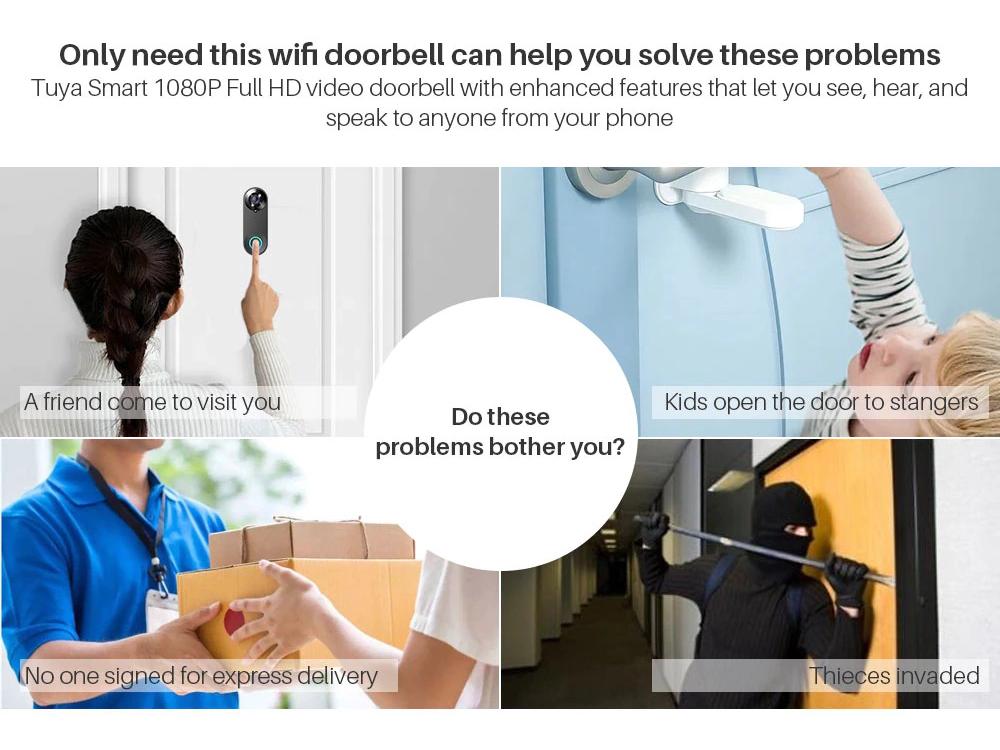 Умный беспроводной WiFi-видеодомофон с функцией удаленного мониторинга дома и голосовой связью