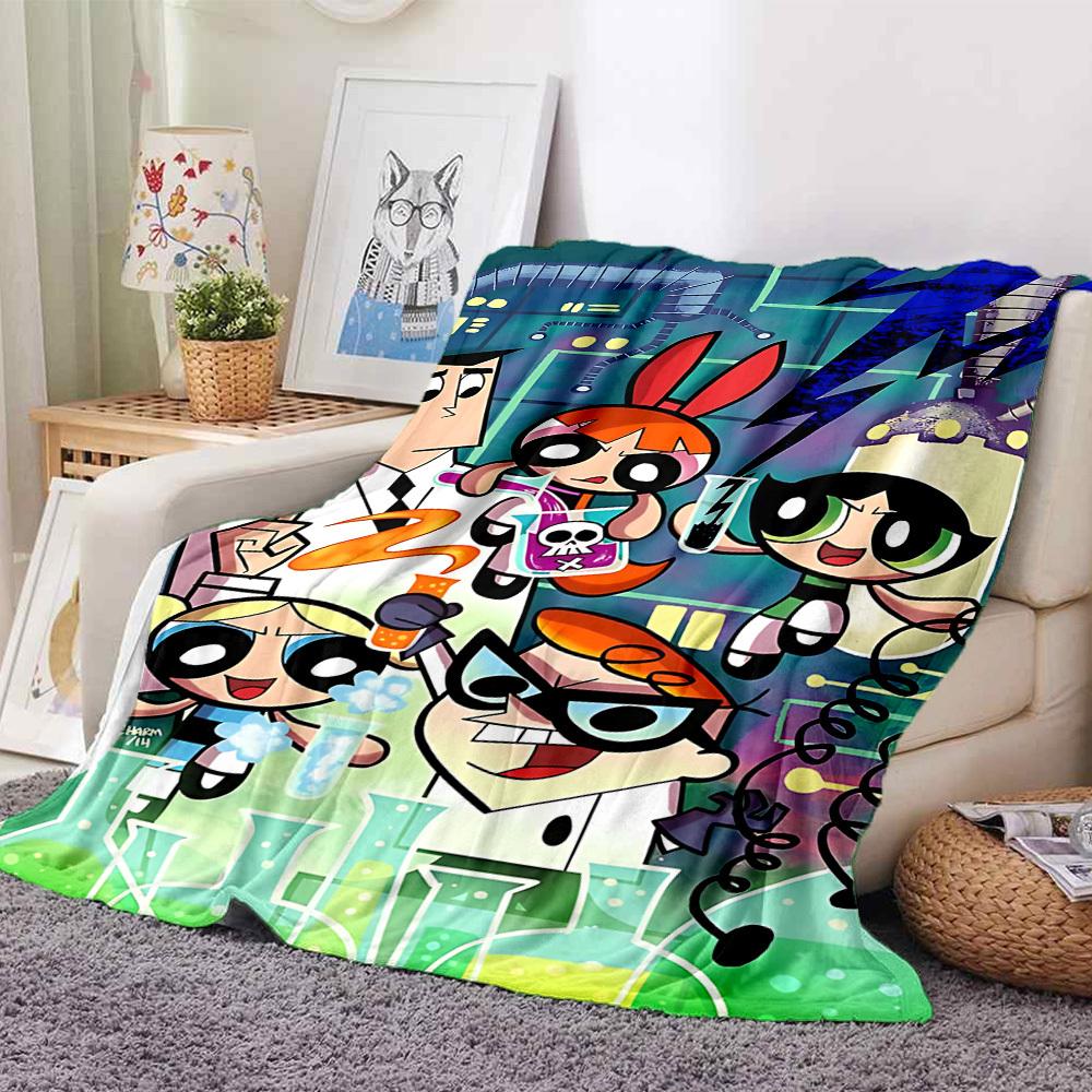 1pc Powerpuff Girls Flannel Throw Blanket HD Printed Lightweight Soft Warm All Season Blanket for Sofa, Bed, Travel, Camping Machine Washable