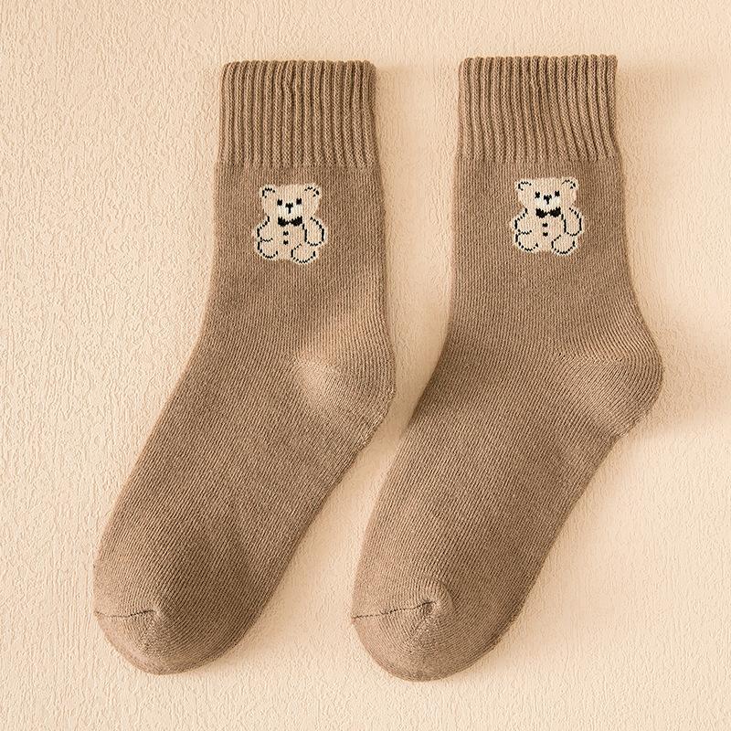 Носки Kawai Bear женские осенне-зимние утолщенные теплые японские женские носки-полуботинки из хлопка в стиле милых девушек