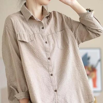 Женская повседневная рубашка большого размера с принтом, свободная туника на пуговицах, блузка, топы