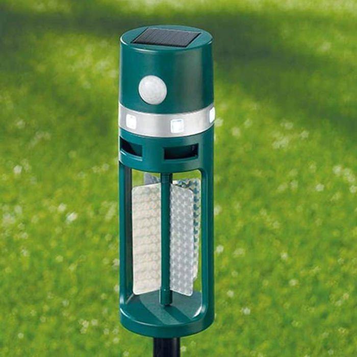 Répulsif solaire à ultrasons et flash lumineux Reflective contre chats, chiens, oiseaux et rongeurs pour jardin