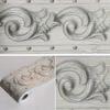 1 Roll Elegant Silver Gray Floral Shape Wallpaper Border Peel and Stick, Home Ceiling Decorative Borders for Bathroom Living Room Kitchen