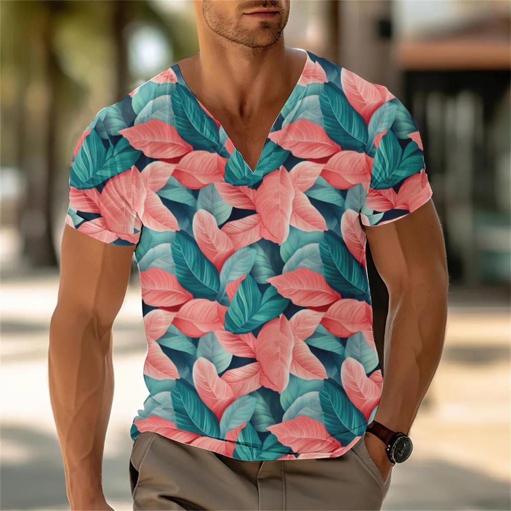 Мужской повседневный топ с V-образным вырезом и короткими рукавами, свободный повседневный модный топ для отдыха