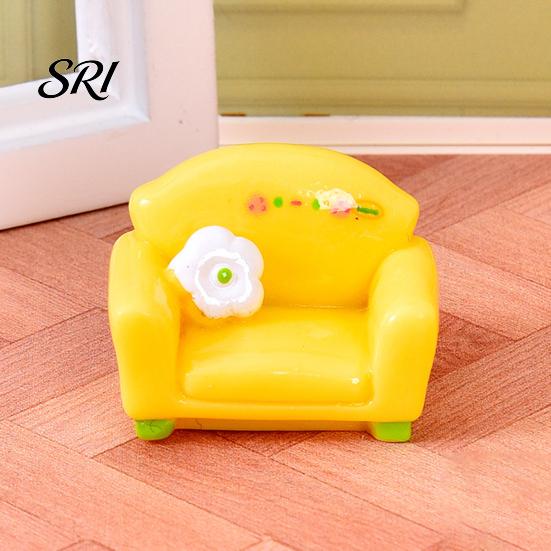 Miniature Figurine Dollhouse Furniture Mini Resin Bed Sofa Cabinet Table Accessories Lemon Collectible Figure Style Tiny Pretend Play Props for Fairy