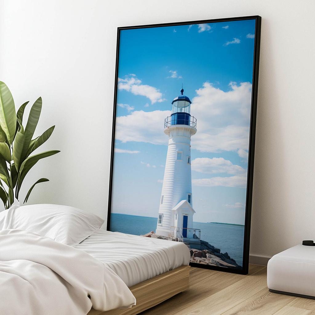 Seaside Lighthouse Seaside Lighthouse, 70X100 Cm, Black Aluminum Frame, 230 Gsm Matte Paper