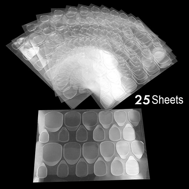 25 листов 24/600 шт. двусторонняя клейкая лента для дизайна ногтей, клейкая наклейка, DIY советы, накладные ногти, акриловый маникюрный гель, инструменты для макияжа