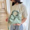 2025 Summer New Fresh Literary Women's Bag Solid Color Messenger Bag Wrinkled Texture Portable Oblique Span Bag Women