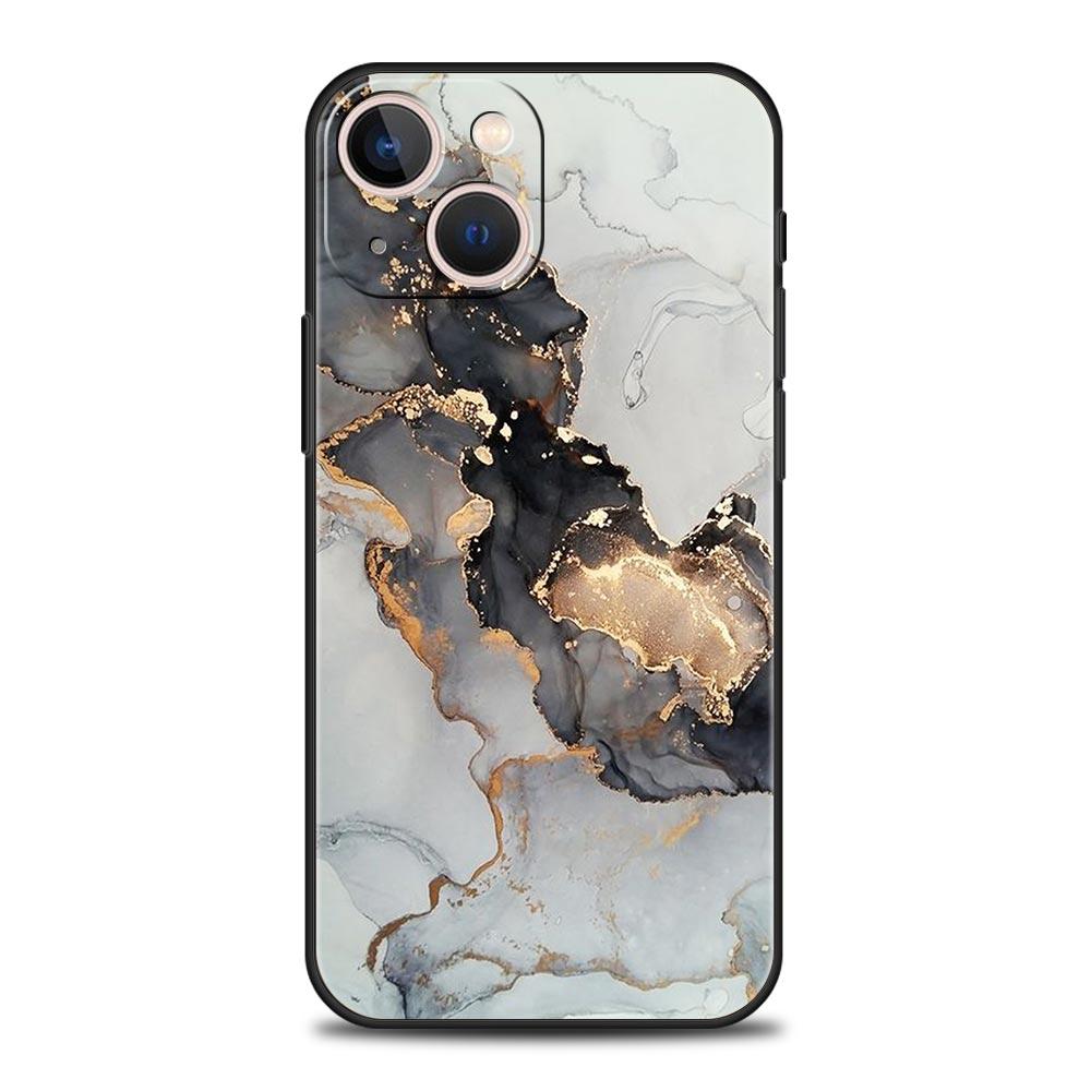 Мраморные чернила и смывка для iPhone 11 12 13 15 14 Pro Max чехол для телефона X XR XS 7 8 Plus SE 2020 роскошный черный силиконовый чехол Funda