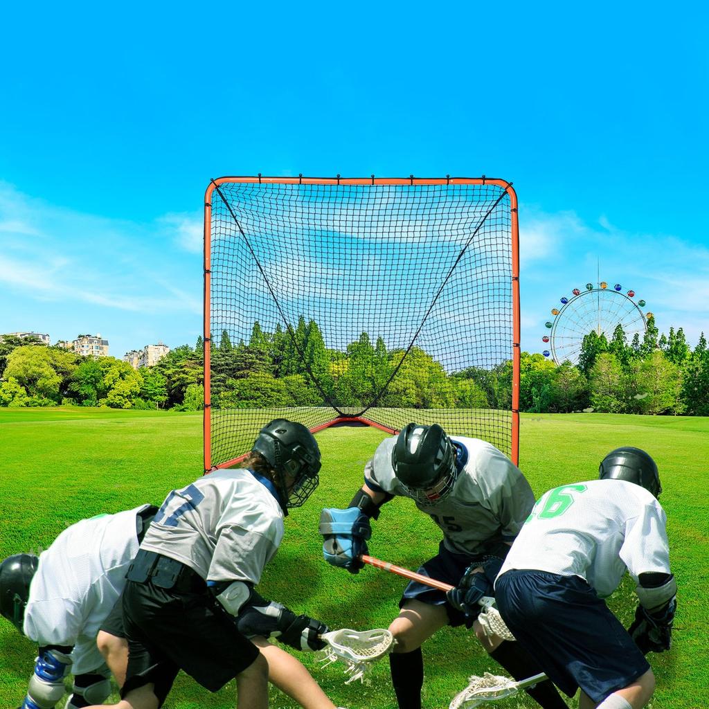 Lacrosse Goal, 6' x 6' Lacrosse Net, Folding Portable Backyard Lacrosse Training Equipment, Steel Frame Training Net, Quick & Easy Setup Lacrosse
