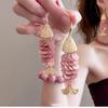 Pink Koi Shell Stud Earrings Niche Medieval Style Light Luxury Women Vacation Ear Jewelry
