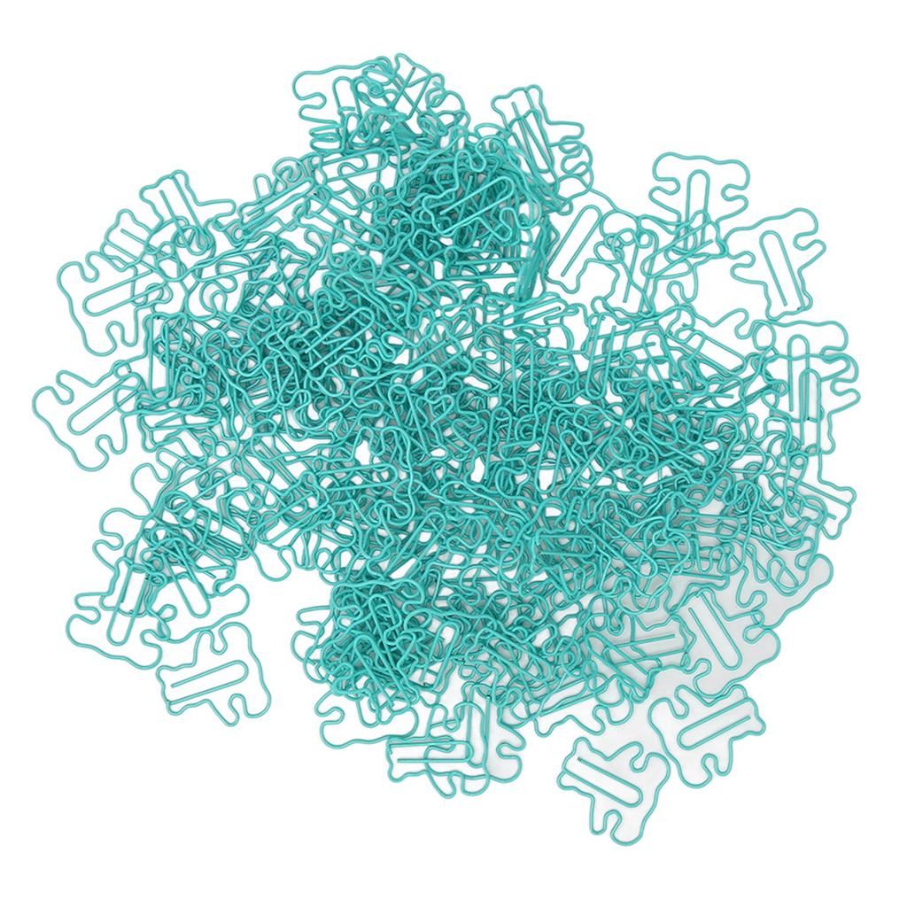 160pcs Little Bear Paper Clip Blue Cute Animal Shaped File Note Page Marker Clips Bookmark for File