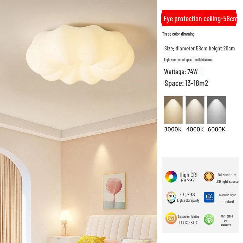 Креативная современная потолочная лампа в кремовом стиле для детской спальни и кабинета, дизайн с защитой глаз