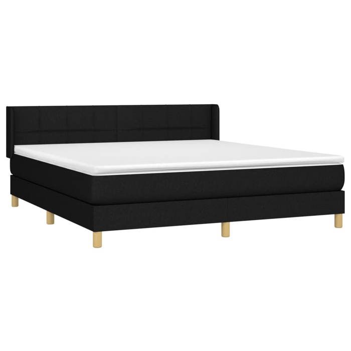 Maison Exclusive - Sommier à lattes de lit avec matelas Noir 160x200 cm Tissu