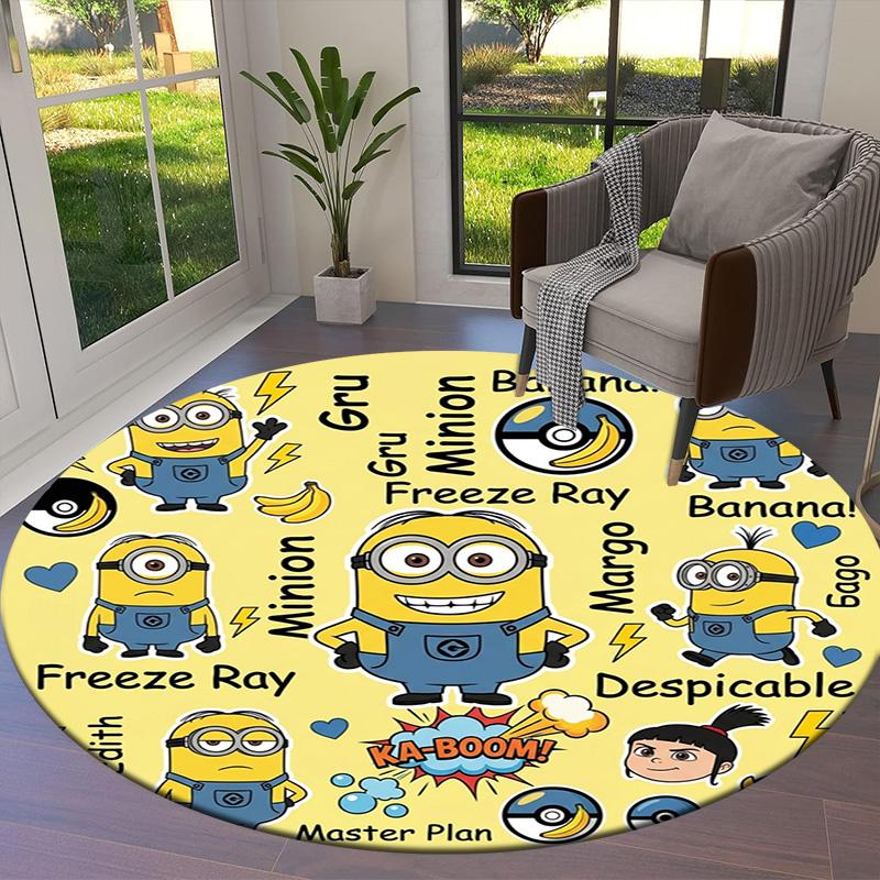 Despicable Minions Round Area Rug Carpet Rug For Living Room Bedroom Sofa Playroom Decor Nonslip Floor Mat