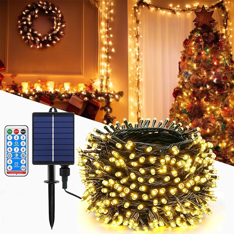 50M солнечные гирлянды для улицы, водонепроницаемые, 500 светодиодных солнечных рождественских фонарей, 8 режимов, наружные солнечные фонари для деревьев, патио, двора, свадебные садовые украшения