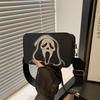 Halloween Skull Shoulder Bag For Women Pu Leather Casual Crossbody Purse With Zipper Closure